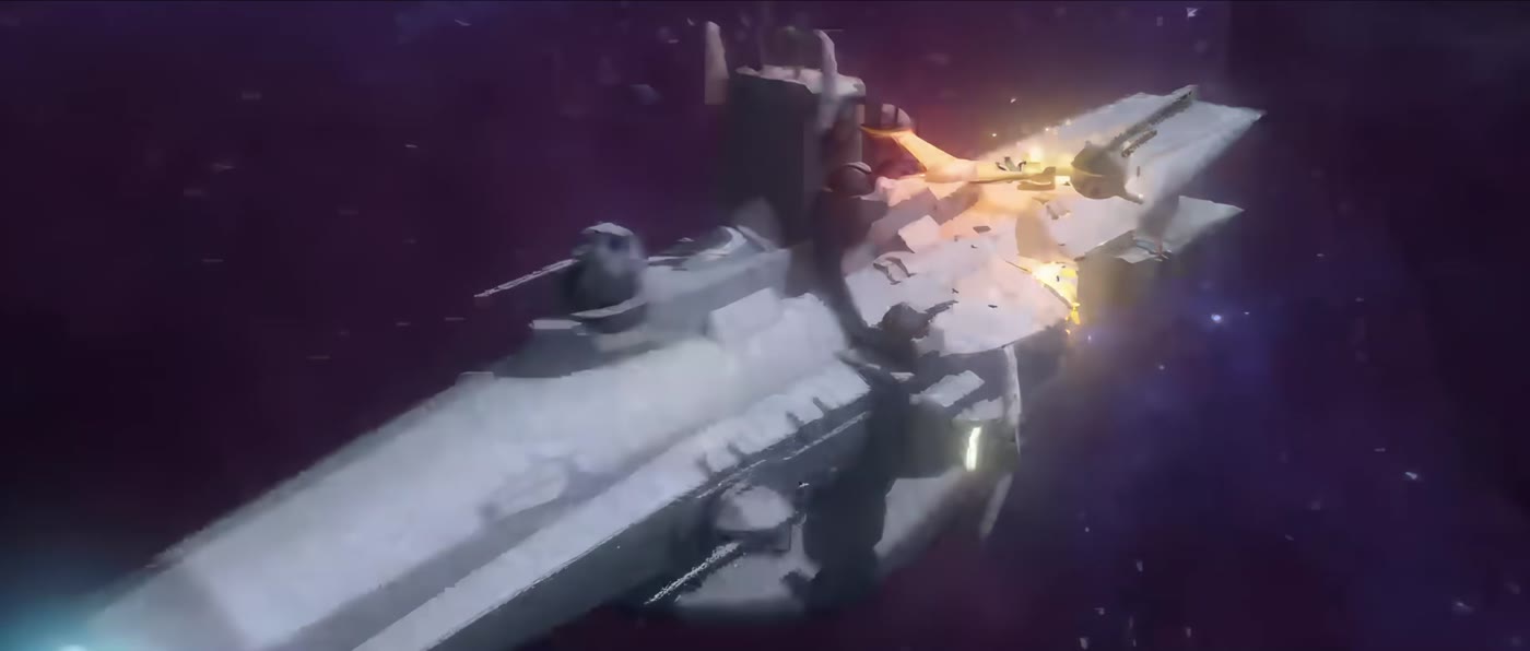 Vaisseau spatial touché par une explosion