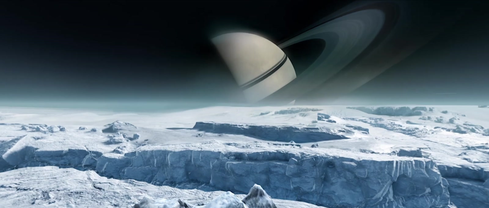 Banquise sous une planète à anneaux