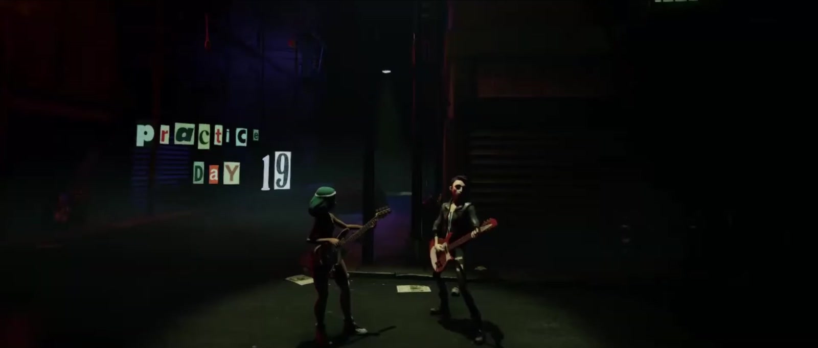 Deux musiciens sur une scène sombre